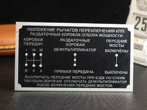 Алюминиевый шильд "Переключение передач"